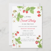 Strawberry Berry Sweet Greenery Baby Shower Einladung (Vorderseite)