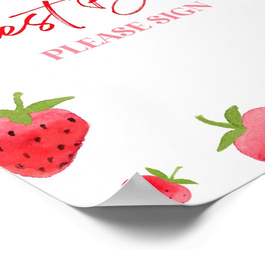 Strawberry Berry Sweet Guest Book Sign Poster (Ecke)