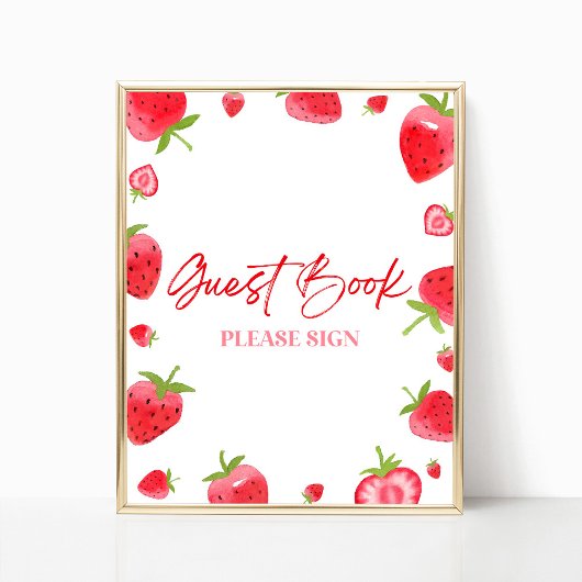 Strawberry Berry Sweet Guest Book Sign Poster