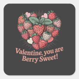 Strawberry Berry Sweet Kids Valentines Day Quadratischer Aufkleber
