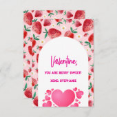Strawberry Berry Sweet Kids Valentinstag Mitteilungskarte (Vorne/Hinten)