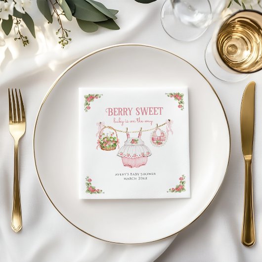 Strawberry Berry Sweet Modern Baby Girl Dusche Serviette