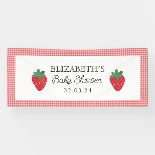 Strawberry Berry Sweet Picnic Baby Dusche Banner (Horizontal)