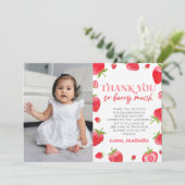 Strawberry Berry Sweet Picture Birthday Party Dankeskarte (Stehend Vorderseite)