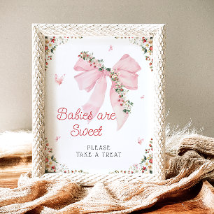 Strawberry Berry Sweet Pink Bow Babies sind süß Poster