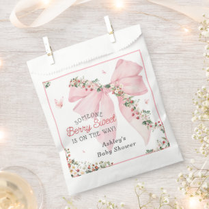 Strawberry Berry Sweet Pink Bow Baby Dusche Geschenktütchen