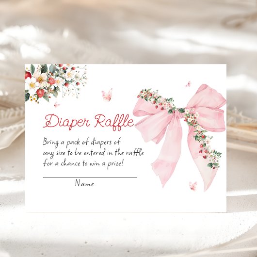 Strawberry Berry Sweet Pink Bow Diaper Raffel Begleitkarte