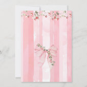 Strawberry Berry Sweet Pink Bow Girl Baby Dusche Einladung (Rückseite)