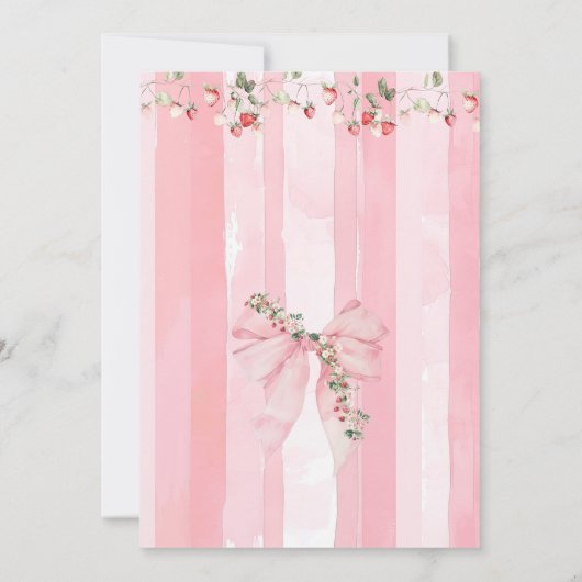 Strawberry Berry Sweet Pink Bow Girl Baby Dusche Einladung (Rückseite)