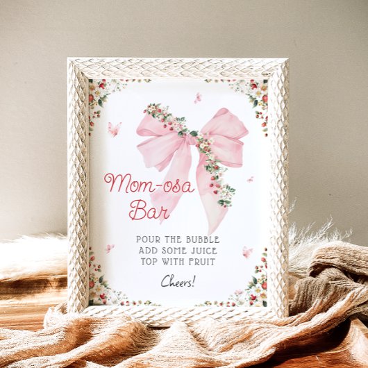 Strawberry Berry Sweet Pink Bow Mama-osa Bar Poster