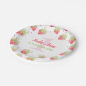Strawberry Berry Sweet Red Berries Birthday Pappteller (Schrägansicht)