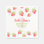 Strawberry Berry Sweet Red Berries Birthday Serviette (Vorderseite)