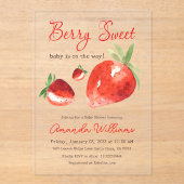 Strawberry Berry Sweet Red Watercolor Babydusche Acryleinladungen (Vorderseite)