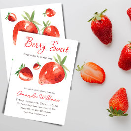 Strawberry Berry Sweet Red Watercolor Babydusche Einladung