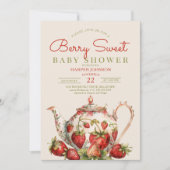 Strawberry Berry Sweet Teapot Babydusche Einladung (Vorderseite)