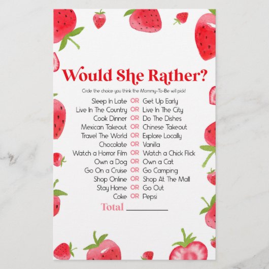 Strawberry Berry wollte eher Baby Showspiel Briefpapier (Vorderseite)