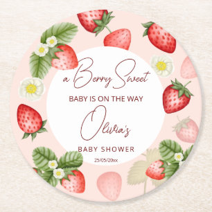 Strawberry Bery Sweet Baby Dusche bevorzugt Runder Pappuntersetzer