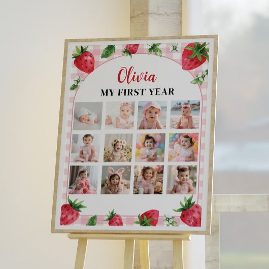 Strawberry Birthday 12 Foto Milestone Poster