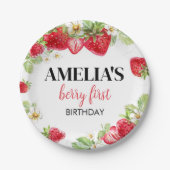 Strawberry Birthday Baby Shower Pappteller (Vorderseite)