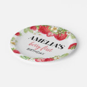 Strawberry Birthday Baby Shower Pappteller (Schrägansicht)