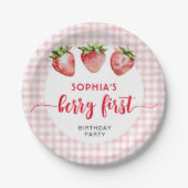 Strawberry Birthday Berry First Pappteller (Vorderseite)