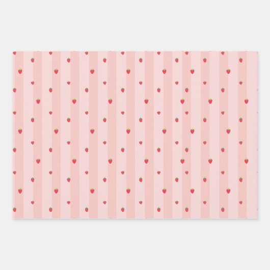 Strawberry Birthday Berry first Pink Geschenkpapier Set (Vorderseite 3)