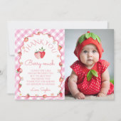 Strawberry Birthday Berry Much Foto Dank Karte (Vorderseite)