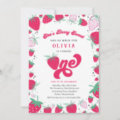 Strawberry Birthday Berry Sweet Birthday Party Einladung (Vorderseite)