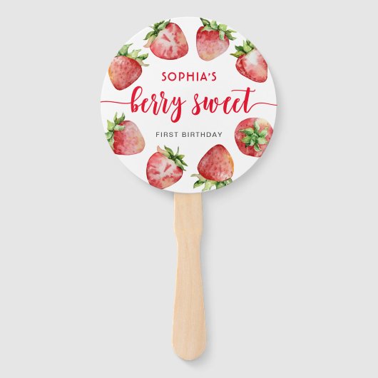 Strawberry Birthday Berry Sweet Foto Fächer (Vorderseite)