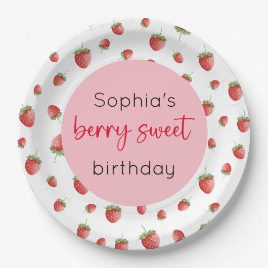 Strawberry Birthday Berry Sweet Pappteller (Vorderseite)