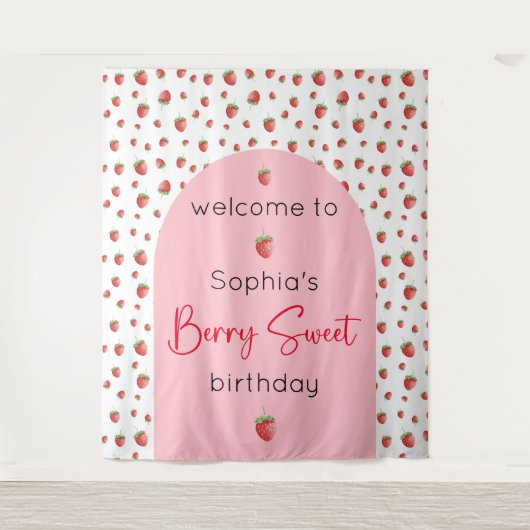 Strawberry Birthday Berry Sweet Wandteppich (Vorderseite)