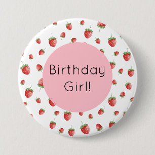 Strawberry Birthday Button