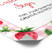 Strawberry Birthday Custom Table Sign Berry Sweet Poster (Ecke)