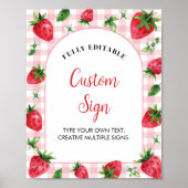 Strawberry Birthday Custom Table Sign Berry Sweet Poster (Vorne)