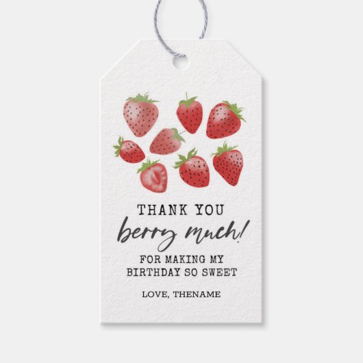 Strawberry Birthday Danke Tag ・ Berry Sweet Geschenkanhänger (Vorderseite)