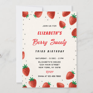 Strawberry Birthday Einladung