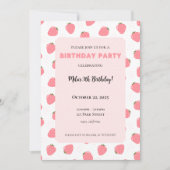 Strawberry Birthday Einladung (Vorderseite)