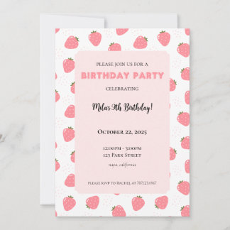 Strawberry Birthday Einladung
