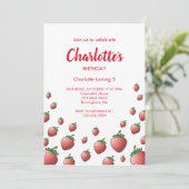 Strawberry Birthday Einladung (Stehend Vorderseite)