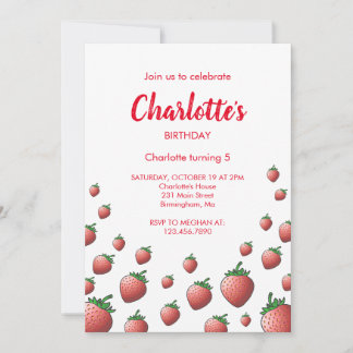 Strawberry Birthday Einladung