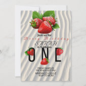 Strawberry Birthday Einladung, erster Geburtstag Einladung (Vorderseite)