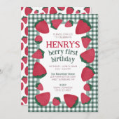 Strawberry Birthday Einladung für Jungen oder Mädc (Vorne/Hinten)