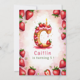 Strawberry Birthday Einladung Letter C Cake Thema