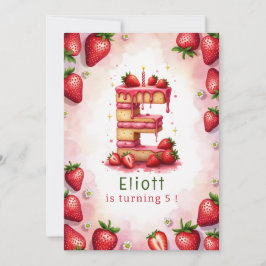 Strawberry Birthday Einladung Letter E Cake Thema