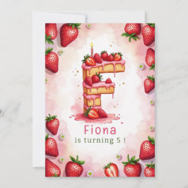 Strawberry Birthday Einladung Letter F Cake Theme