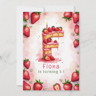 Strawberry Birthday Einladung Letter F Cake Theme
