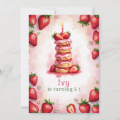 Strawberry Birthday Einladung Letter I Cake Theme (Vorderseite)