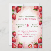 Strawberry Birthday Einladung Letter J Cake Theme (Rückseite)