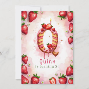 Strawberry Birthday Einladung Letter Q Cake Thema