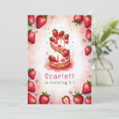 Strawberry Birthday Einladung Letter S Cake Theme (Stehend Vorderseite)